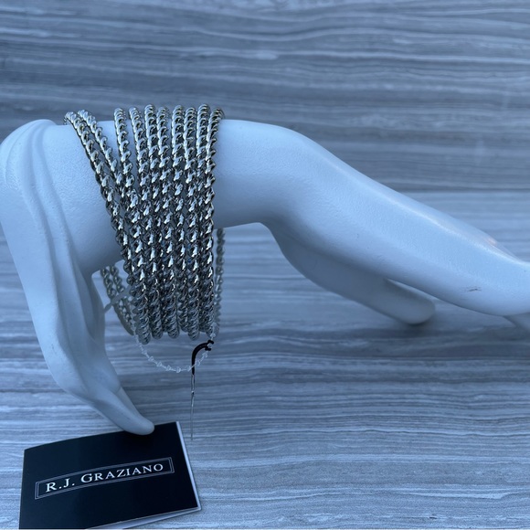 R.J. GRAZIANO Set of 10 Vintage Silvertone Twisted Bangle Bracelets Size 8.5 NWT - Picture 4 of 11